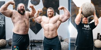 Profi-Bodybuilder Tim Budesheim beim Strongman-Training Tim Budesheim Strongman