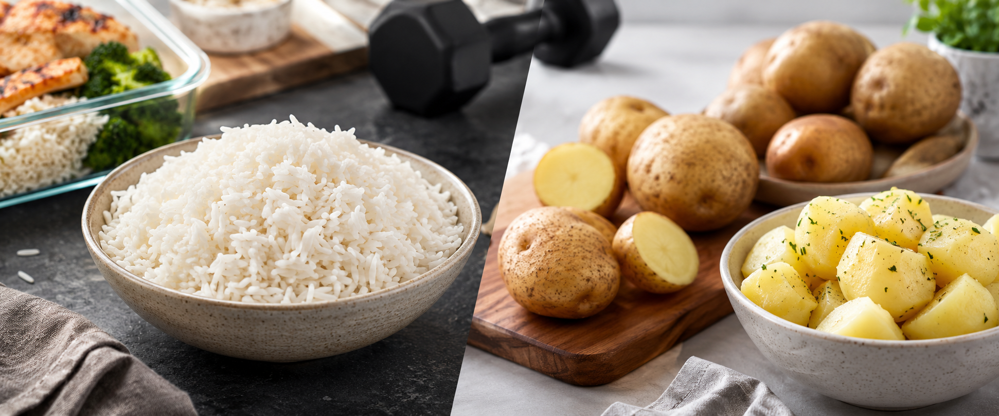 Reis und Kartoffeln haben beide in einer Bodybuilding-Ernährung Platz